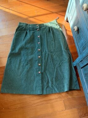 Vintage Green corduroy a line skirt. Union made. Made in the USA.